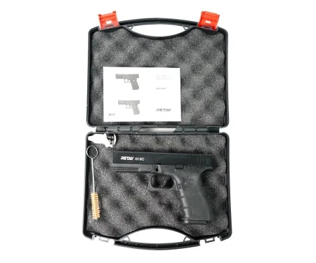 Охолощенное оружие пистолет Retay Glock 19 к.9mm P.A.K (черный)